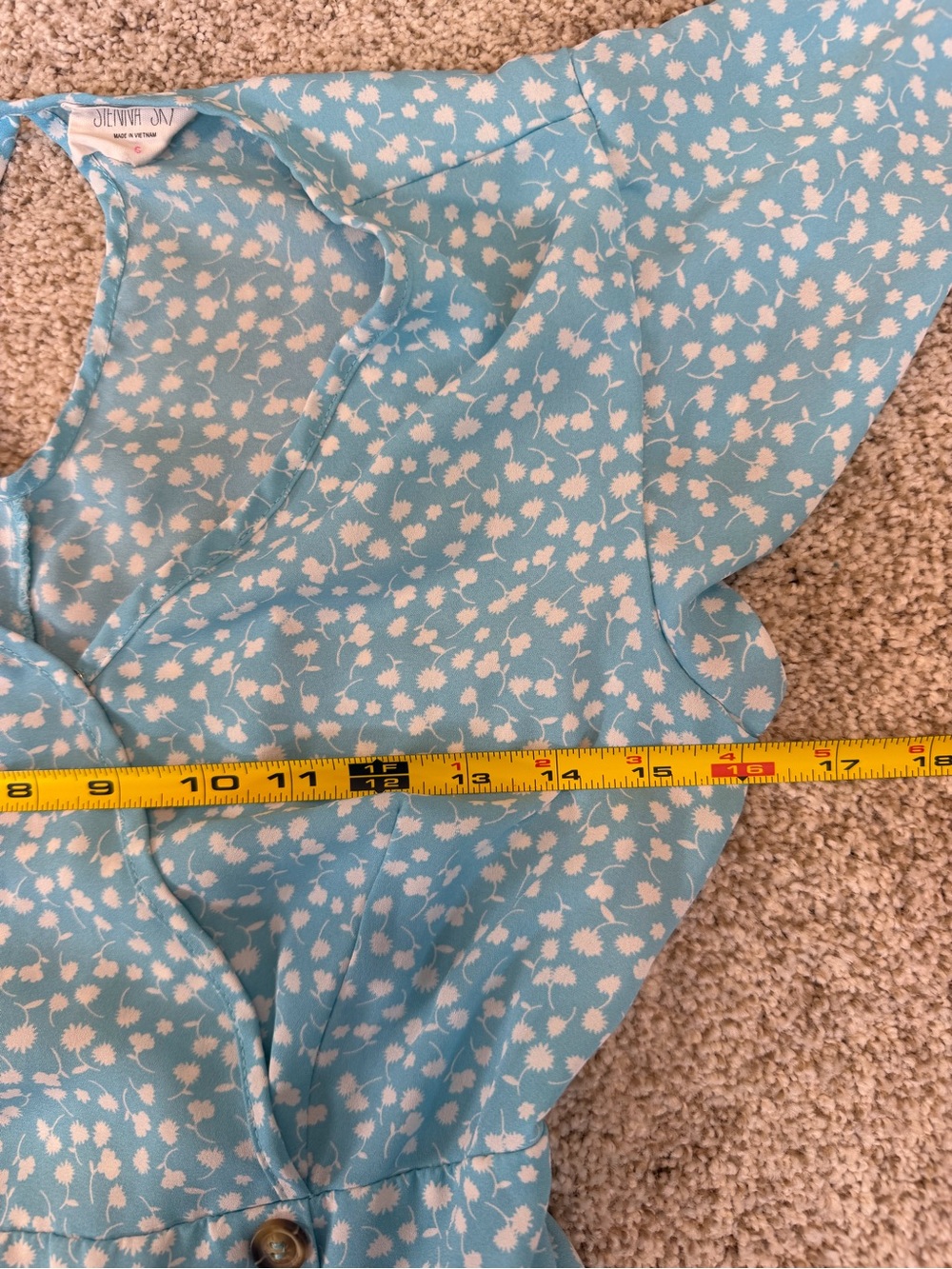 Sienna Sky Blue Floral Wrap Short Flutter Sleeve Maxi Dress Small Cottagecore - Picture 8 of 10